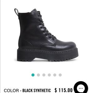 STEVEN MADDEN “BETTY” CHUNKY BOOT. BLACK VEGAN LEATHER. SIZE 36